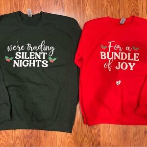 Pregnancy Announcement Sweaters - Green and Red
